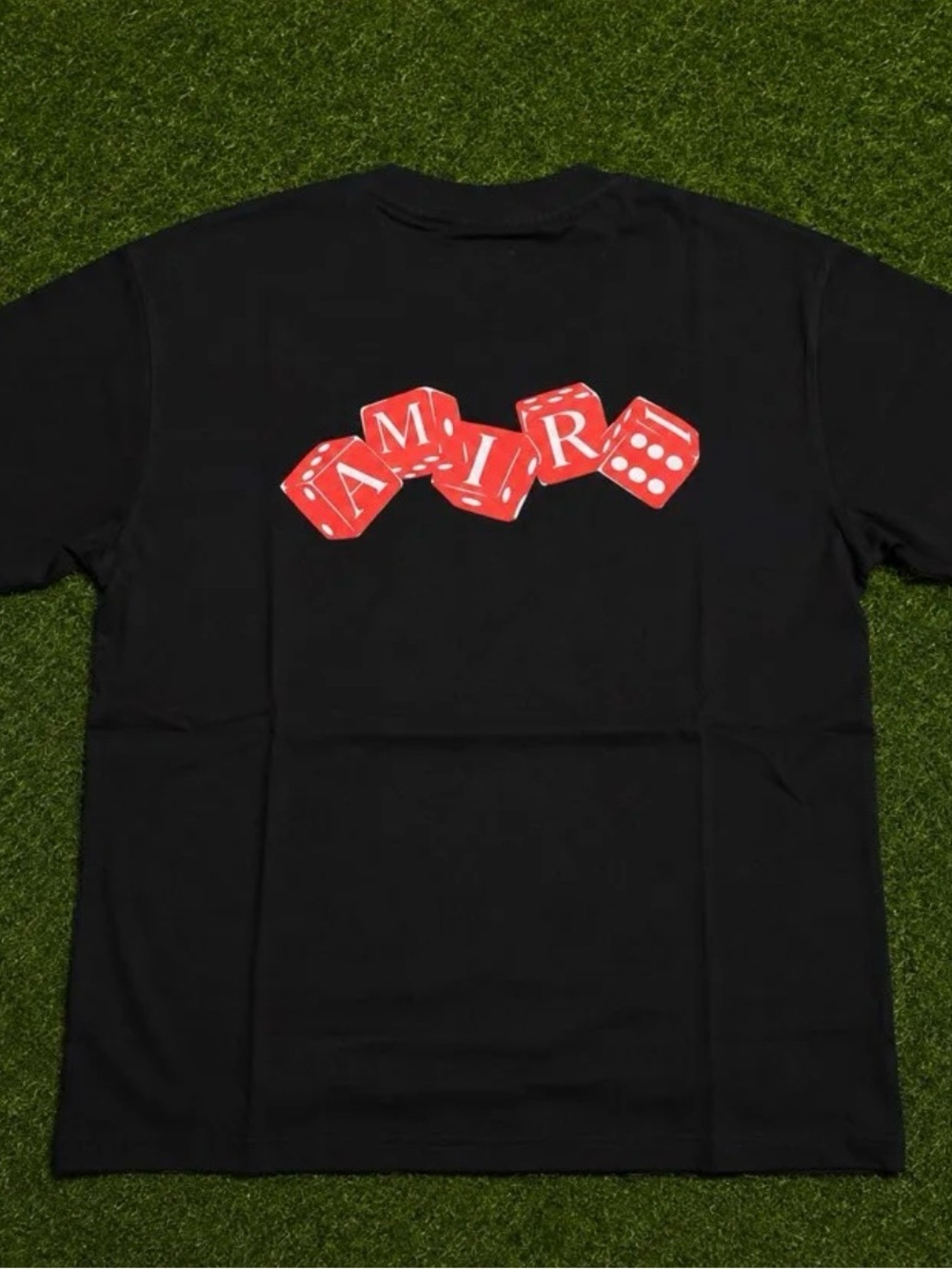 AMIRI Black Short-Sleeve Tee with Red Dice Back Graphic